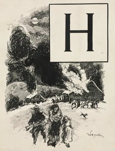 Inital H for Chapter LXXI from "Lorna Doone"