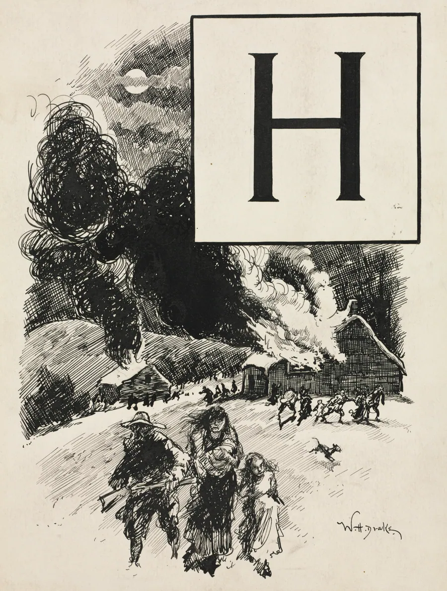 Inital H for Chapter LXXI from "Lorna Doone" by William Henry Drake