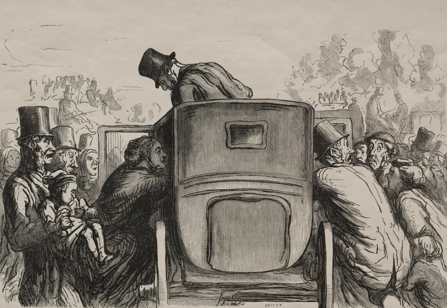 At the Universal Exhibition: The visitor will find all means of transportation desirable to return to his hotel. by Honoré Daumier