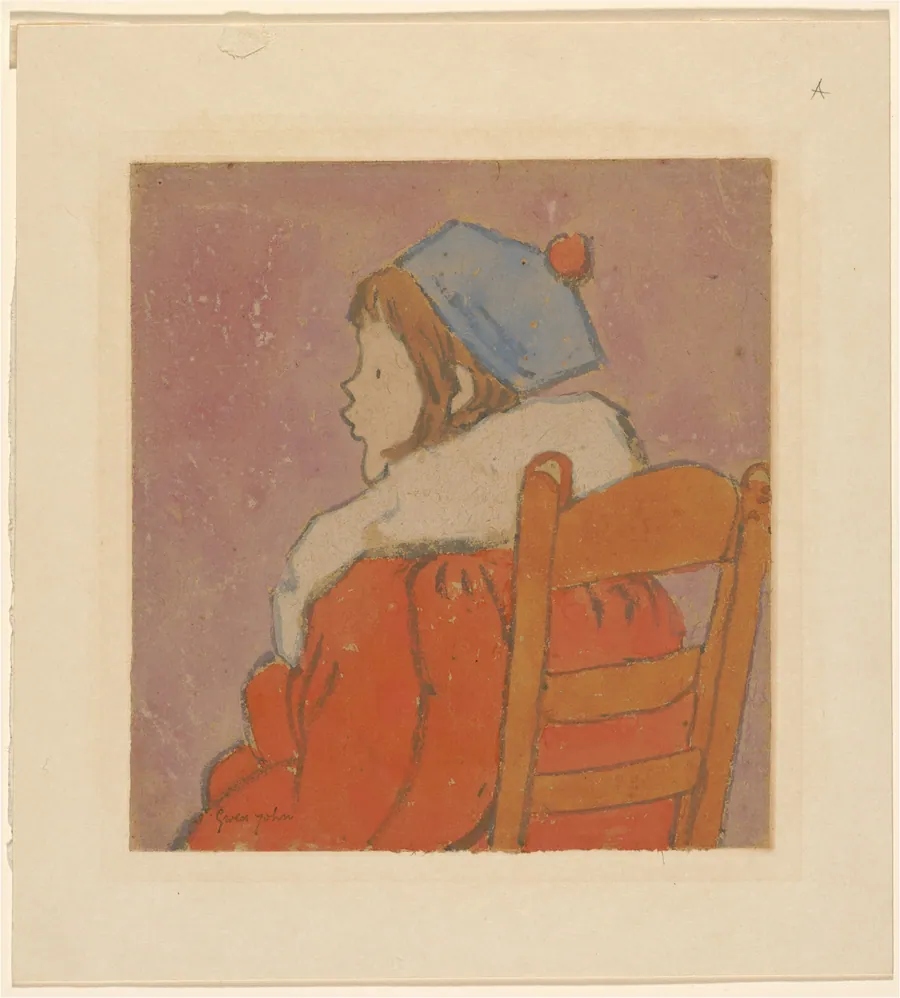 Petit profil (Seated Girl Wearing a Red Coat and a Blue Hat) by Gwen John
