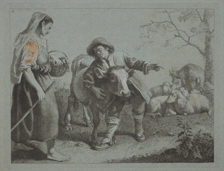 Shepherd Pointing Out the Direction to a Shepherdess by Francesco Londonio