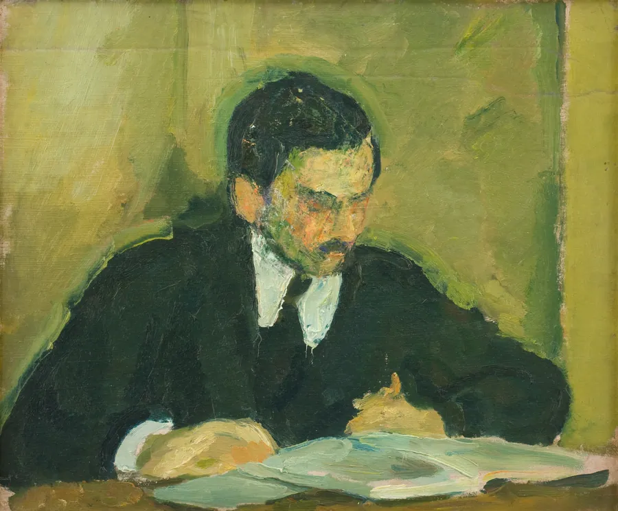 Maleren Ernst Goldschmidt læsende by Harald Giersing