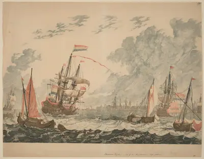 Amsterdam, Ships at the IJ on Choppy Water