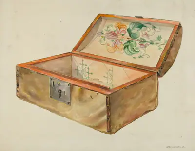 Rawhide Chest, with Lock (Inside View)