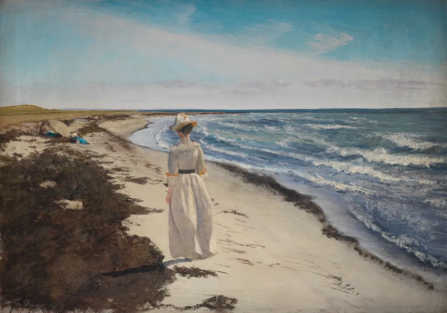 Dame ved Karrebæksminde Strand by L.A. Ring