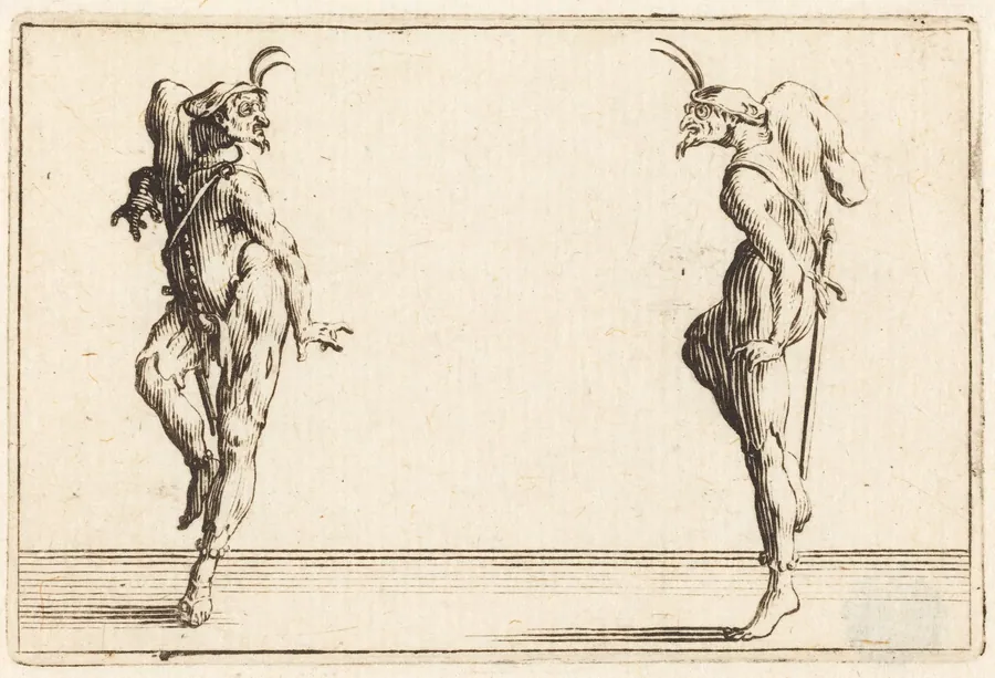 Two Pantaloons Dancing by Jacques Callot