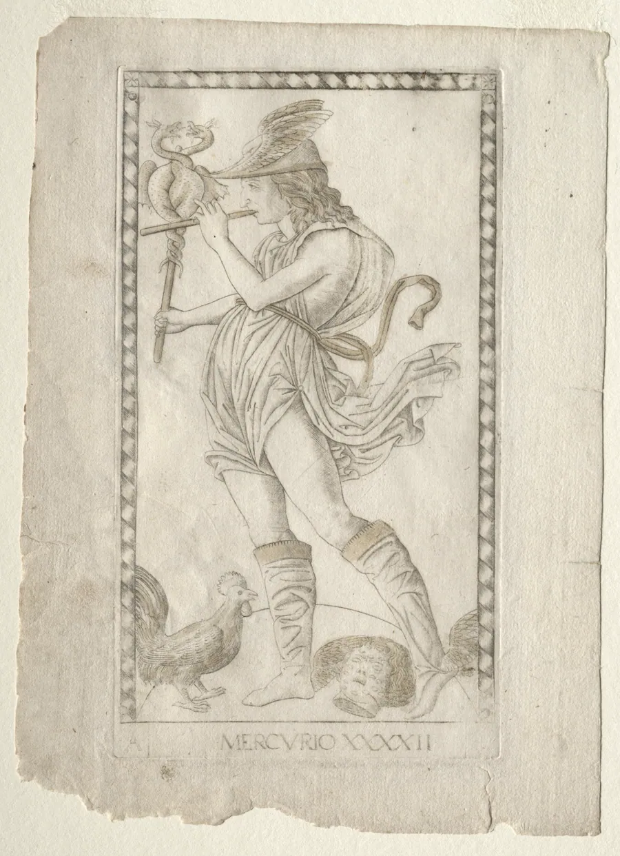 Mercury (from the Tarocchi, series A:  Firmaments of the Universe, #42) by Master of the E-Series Tarocchi