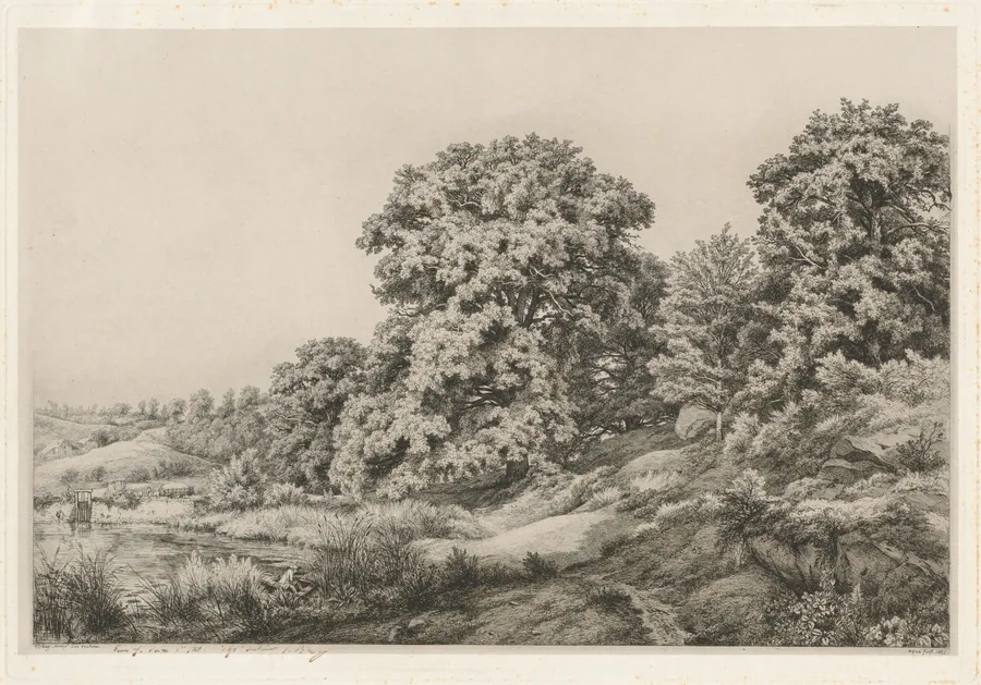 Oaks near a Pond by Eugène Bléry