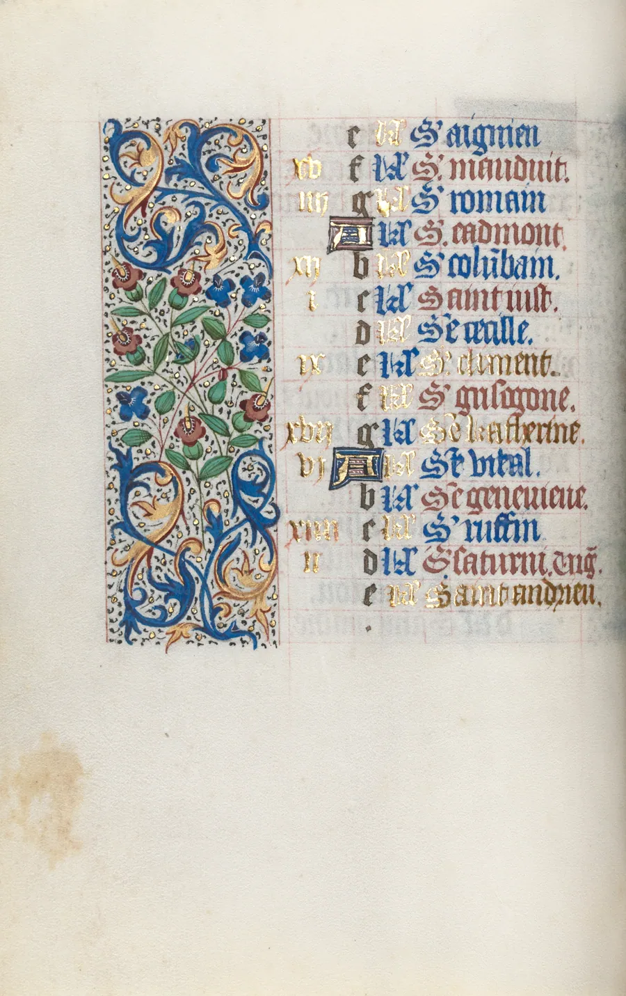 Book of Hours (Use of Rouen): fol. 11v by Master of the Geneva Latini