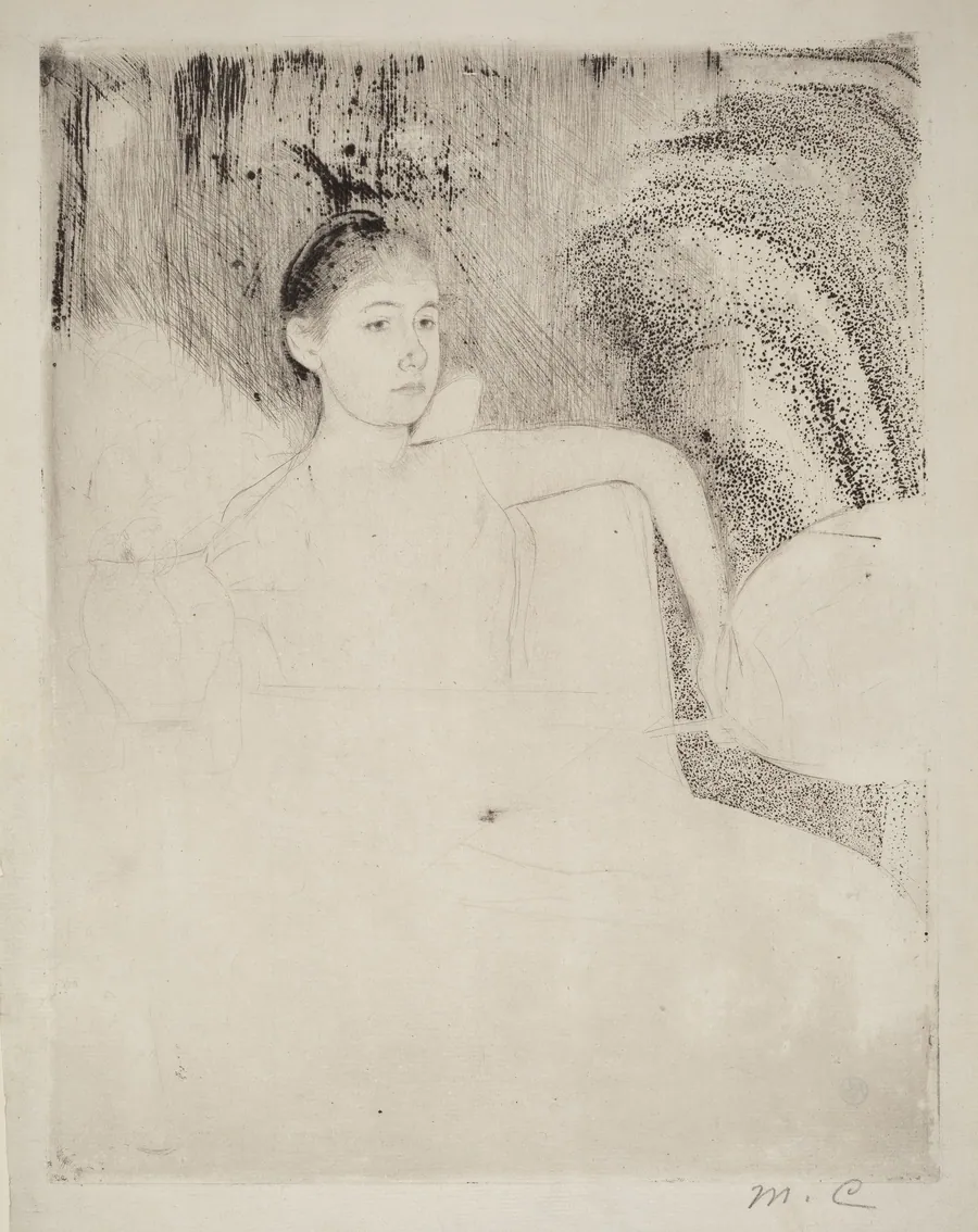 Mimi Holding a Japanese Fan by Mary Cassatt
