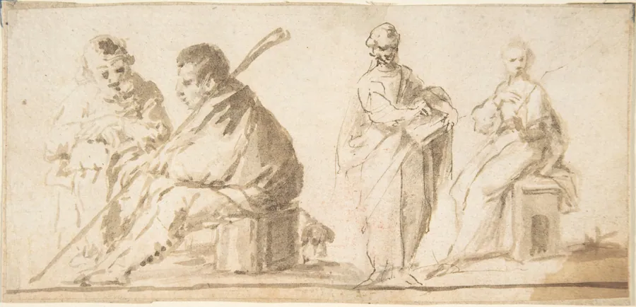 Four Figures by Anonymous, Spanish, School of Seville, 17th century