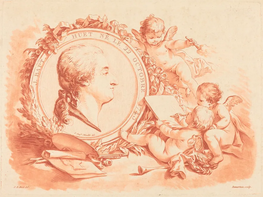 Allegorical Portrait of Jean-Baptiste Hüet by Gilles Demarteau the Elder