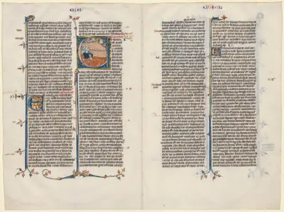 Bifolium from a Bible: Initial E[t factum est] with Ezekiel