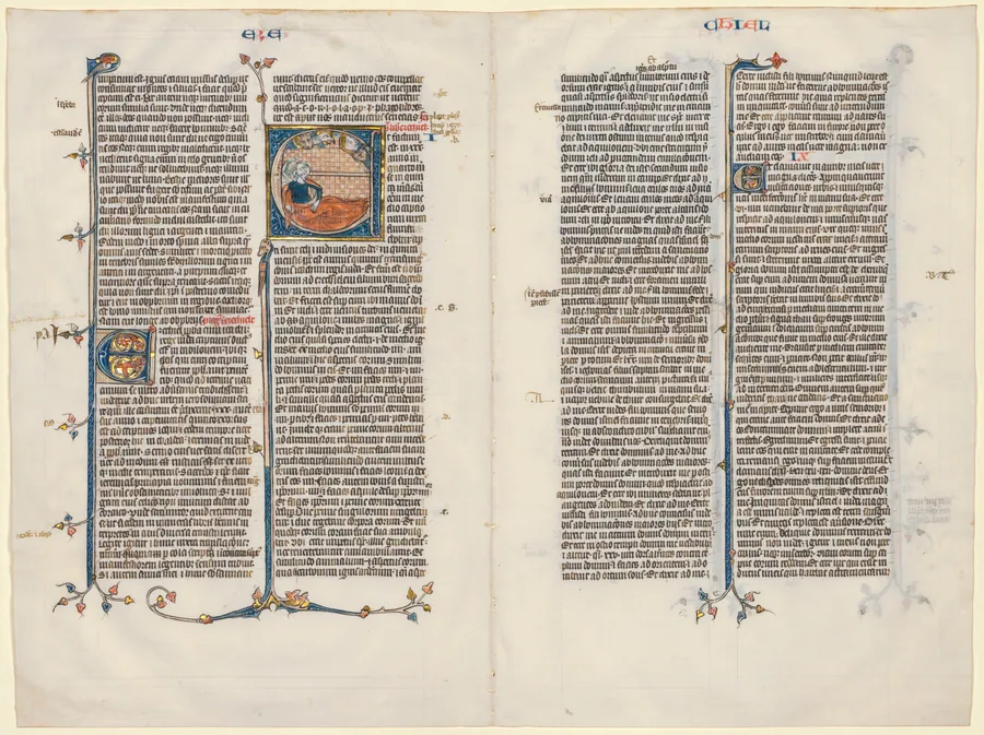 Bifolium from a Bible: Initial E[t factum est] with Ezekiel