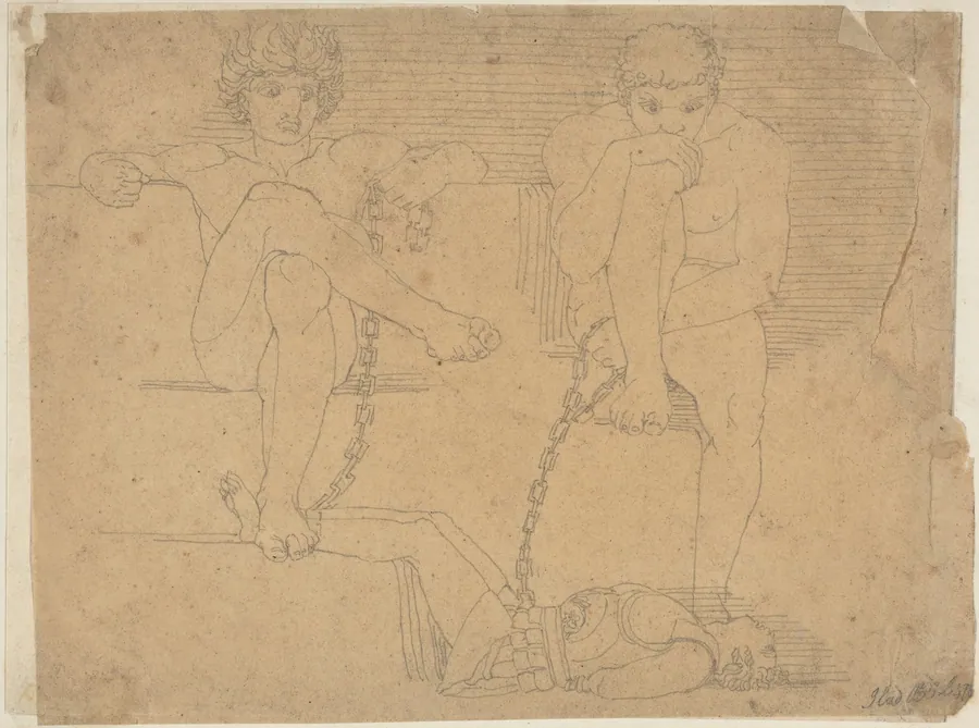 Otus and Ephialtes Holding Mars Captive by John Flaxman