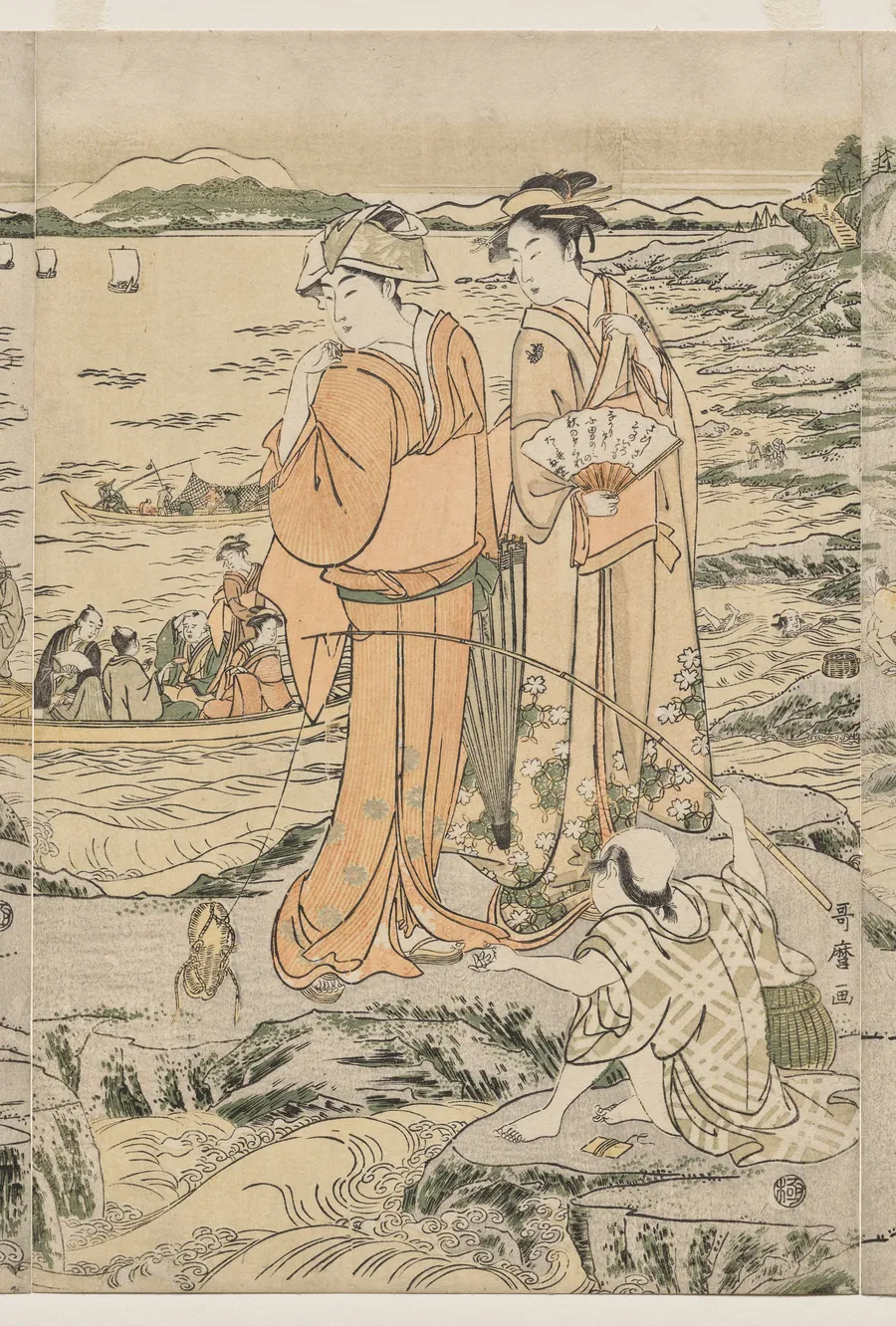 Fishing at Iwaya on Enoshima by Kitagawa Utamaro