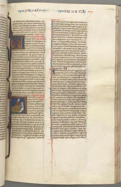 Fol. 194r, Judith, historiated initial A, Judith beheading Holofernes