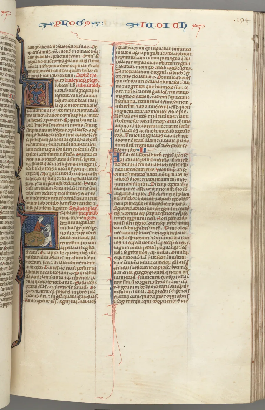 Fol. 194r, Judith, historiated initial A, Judith beheading Holofernes