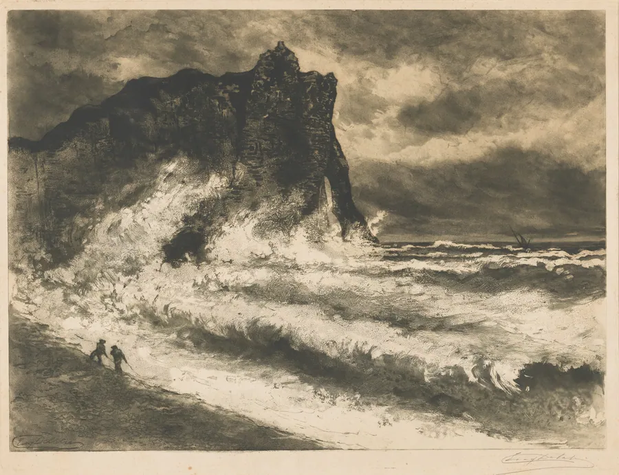 Gust of Wind at Étretat (Coup de vent à Étretat) by Eugène Delâtre
