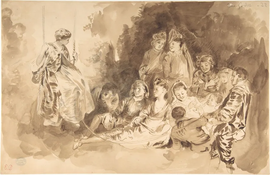 "The Swing," after Antoine Watteau (Les Agréements de l'été) by Eugène Delacroix