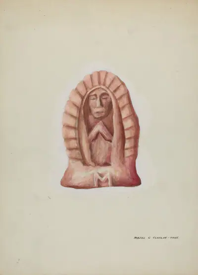 Small Statue of Guadalupe Cut in Stone