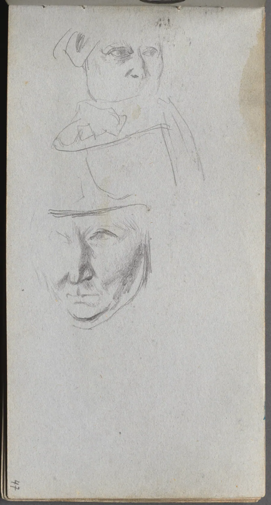 Sketchbook, page 47: Studies of Three Faces by Ernest Meissonier