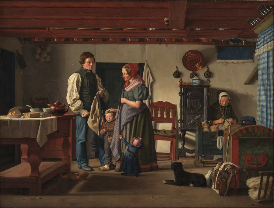 Reservesoldatens afsked med sin familie by Frederik Vermehren