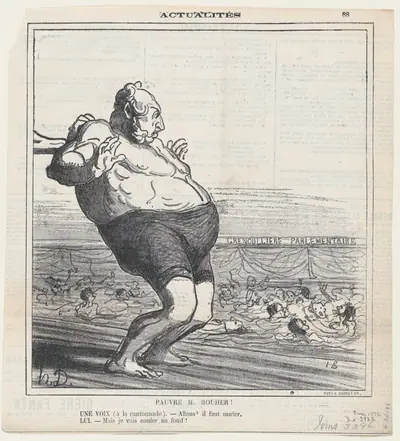 Poor Mr. Rouher! A voice (in the wings): –Go ahead! Jump! He: –But I'll sink to the bottom!, from 'News of the day,' published in Le Charivari, May 9, 1872
