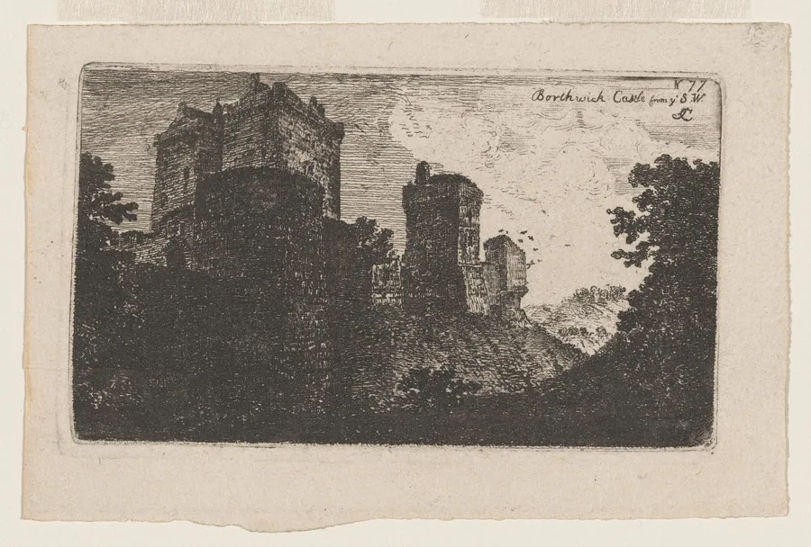 Borthwick Castle from the Southwest by John Clerk, of Eldin
