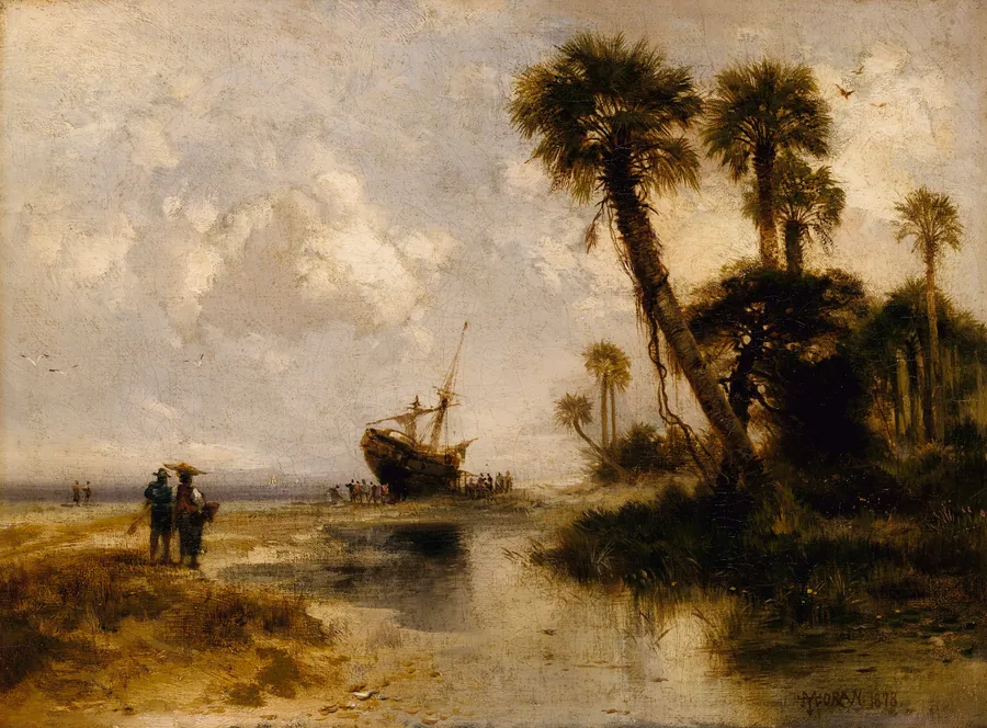 Fort George Island, Florida by Thomas Moran, born Bolton, England 1837-died Santa Barbara, CA 1926