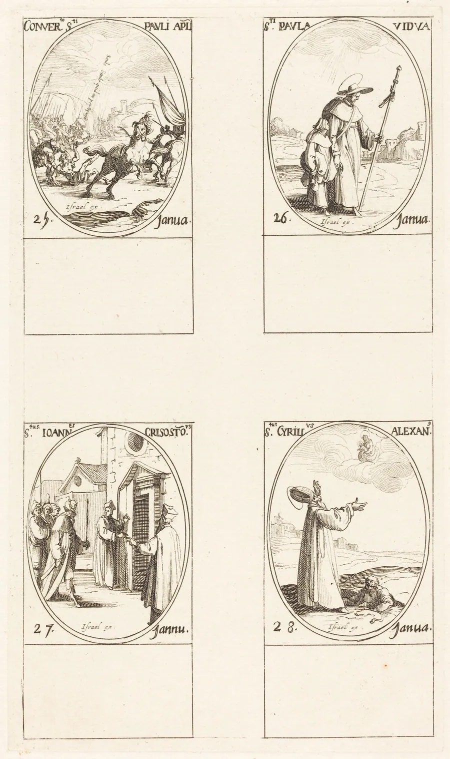 The Conversion of Saul; St. Paul; St. John Chrysostom; St. Cyril of Alexandria by Jacques Callot