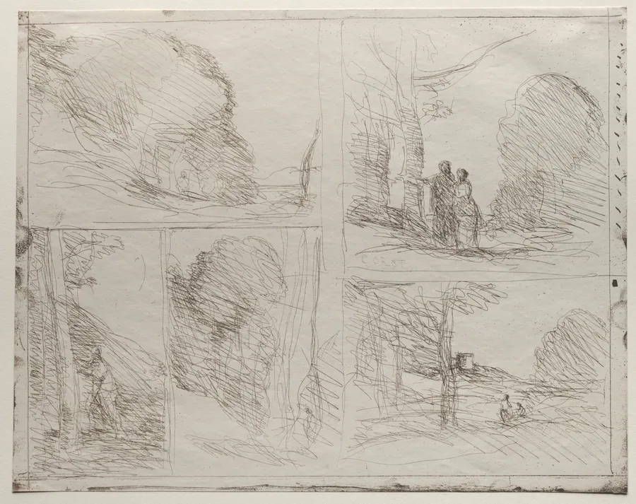 The Garden of Pericles; The Painter's Lane; Scrawl; The Large Woodcutter; The Tower of Henry VIII by Jean Baptiste Camille Corot