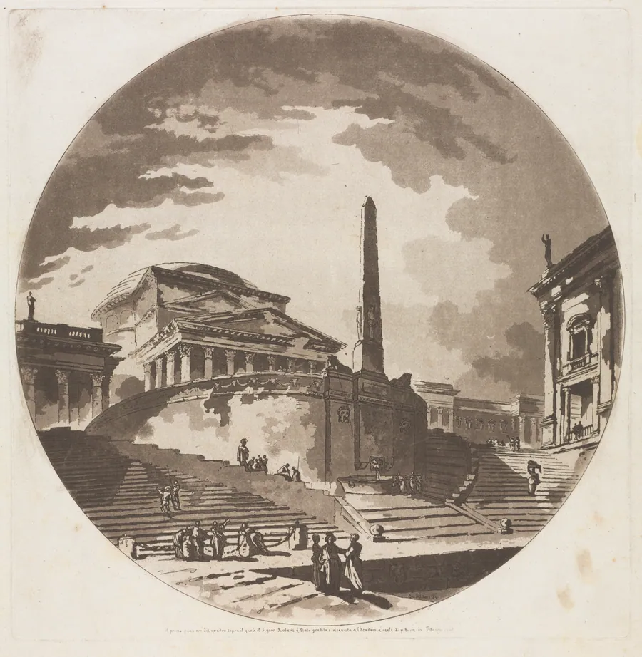 View of the Rotunda with Stairs on the Tiber by Jean-Claude-Richard de Saint-Non