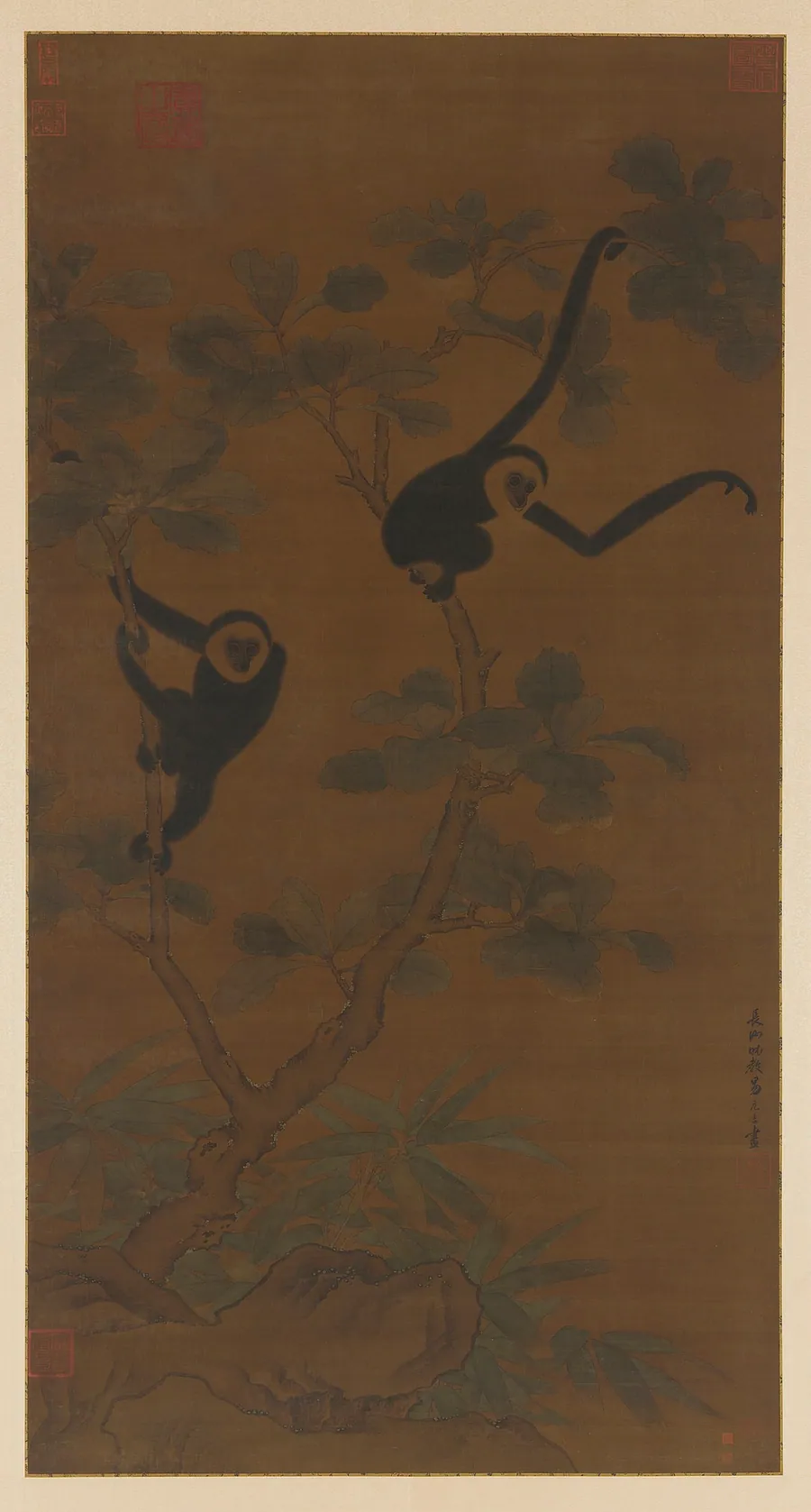 Two gibbons in a tree by Yi Yuanji (active mid- to late 11th century)