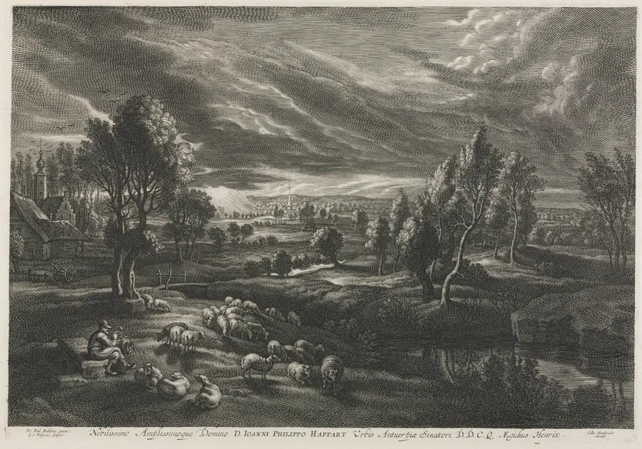Landscape with Shepherd Playing a Flute by Schelte Adamsz. Bolswert