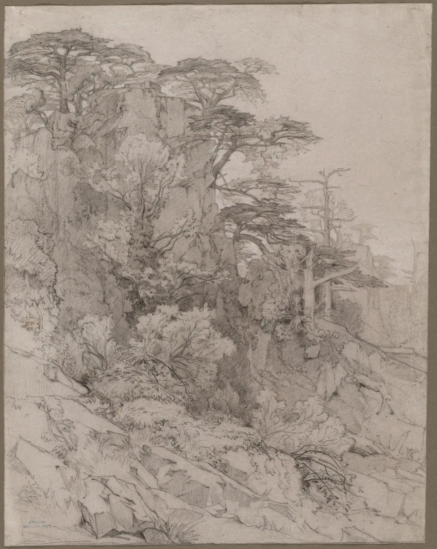 Trees of a Rocky Hillside by Gustave Achille Guillaumet