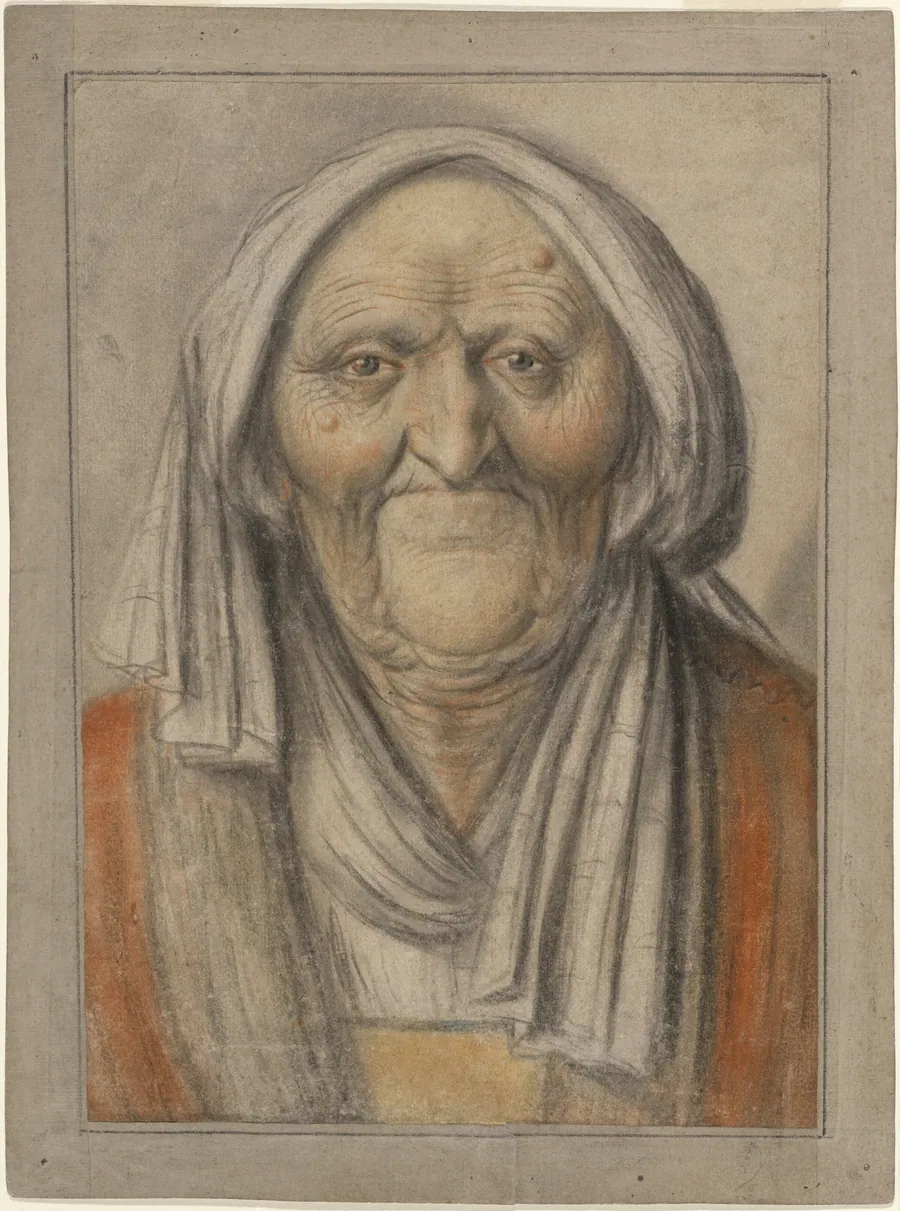 Bust of an Old Woman Wearing a Head Scarf by Lagneau