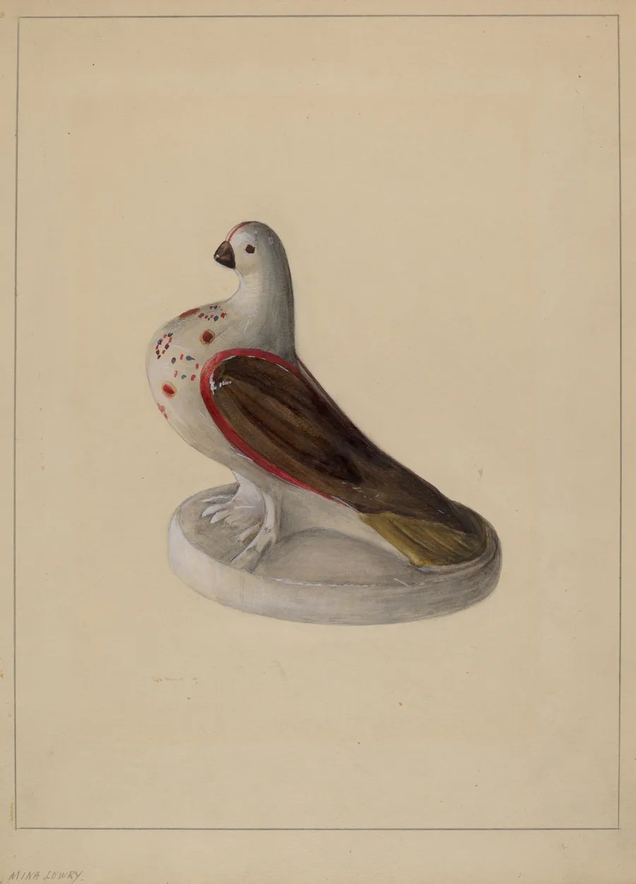 Chalkware Pigeon Figurine by Mina Lowry