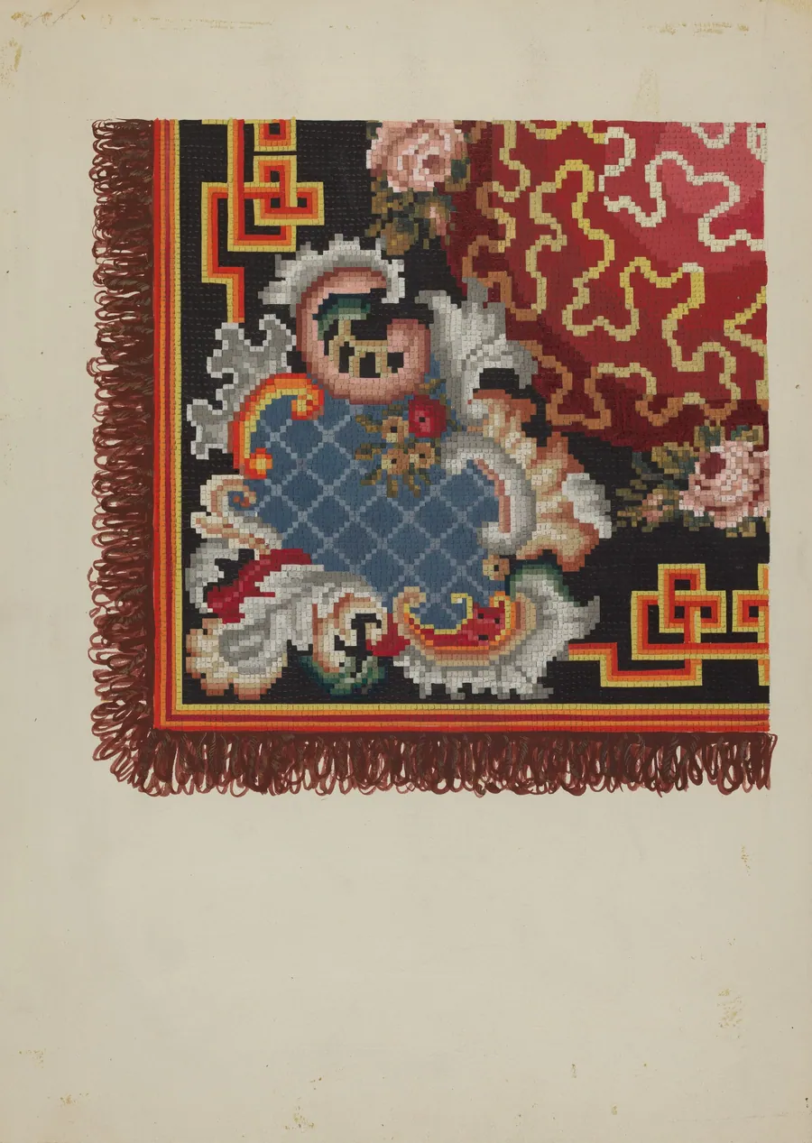 Corner of Needlepoint Cushion by Natalie Simon