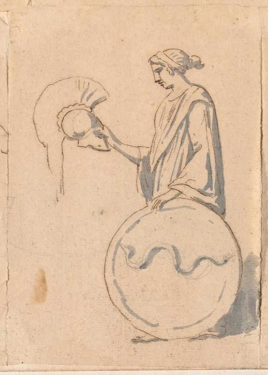 Woman with a Helmet and Shield by Jacques-Louis David