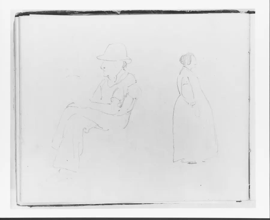 Seated Man; Standing Woman (from Sketchbook) by Francis William Edmonds