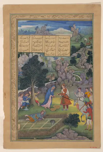 "A King Offers to Make Amends to a Bereaved Mother", Folio from a Khamsa (Quintet) of Amir Khusrau Dihlavi