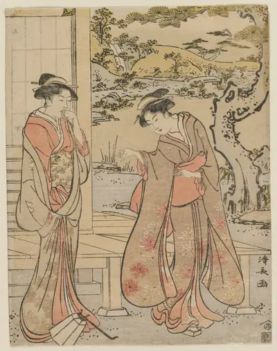 Woman Dropping a Lantern by a Porch