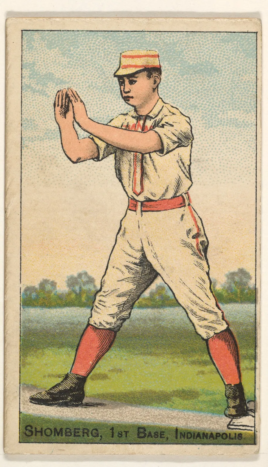 Shomberg, 1st Base, Indianapolis, from the Gold Coin series (N284) for Gold Coin Chewing Tobacco by D. Buchner & Co., New York
