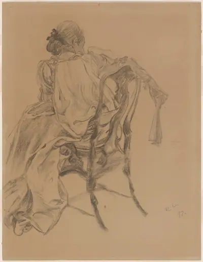 An Elegant Lady of the Eighteenth Century Holding a Fan
