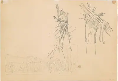 Two Shattered Trees; and Study for "The Road" [verso]