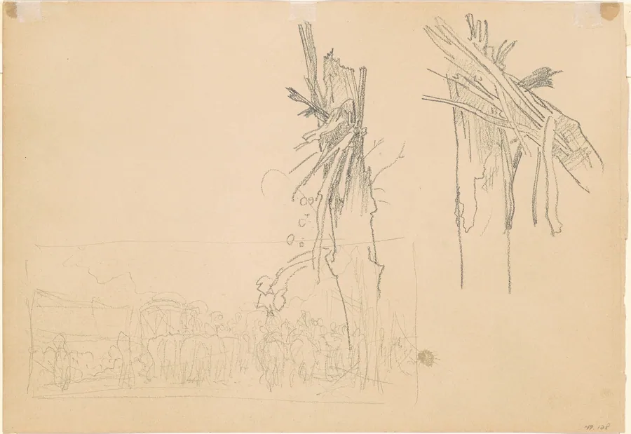 Two Shattered Trees; and Study for "The Road" [verso] by John Singer Sargent