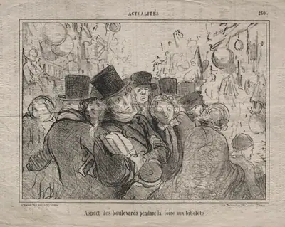 View of boulevards during a market for trinkets