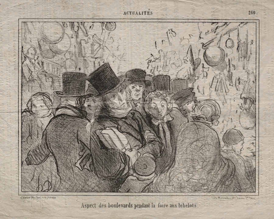 View of boulevards during a market for trinkets by Honoré Daumier