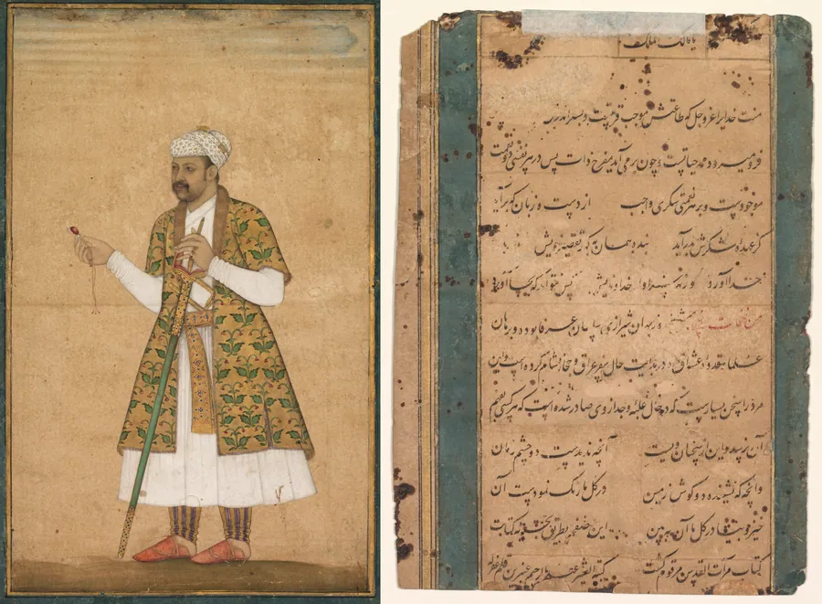A Courtier, Possibly Khan Alam, Holding a Spinel and a Deccan Sword by Govardhan